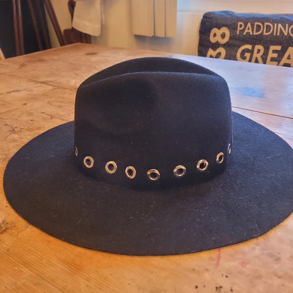 All Saints Black Hat with Silver Accents - Picture 2 of 6